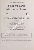 Book cover of Weekly Operating Notice containing Temporary Speed Restrictions, Engineering Arrangements, Signalling & Permanent Way Alterations, General Instructions and Notices, 14 to 20 March 1998 by Railtrack Midlands